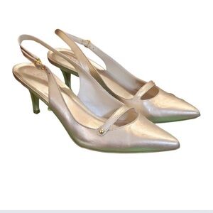Lilly Pulitzer Gold Slingback Kitten Heels | Size6